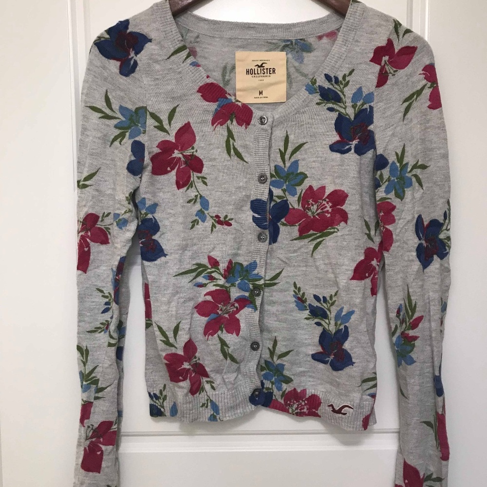Hollister Floral Sweater Cardigan
